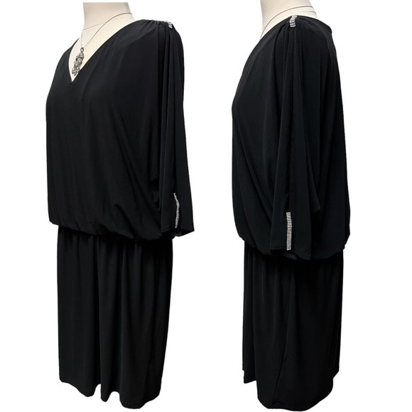 Black midi dress with rhinestone accents - Picture 2 of 6